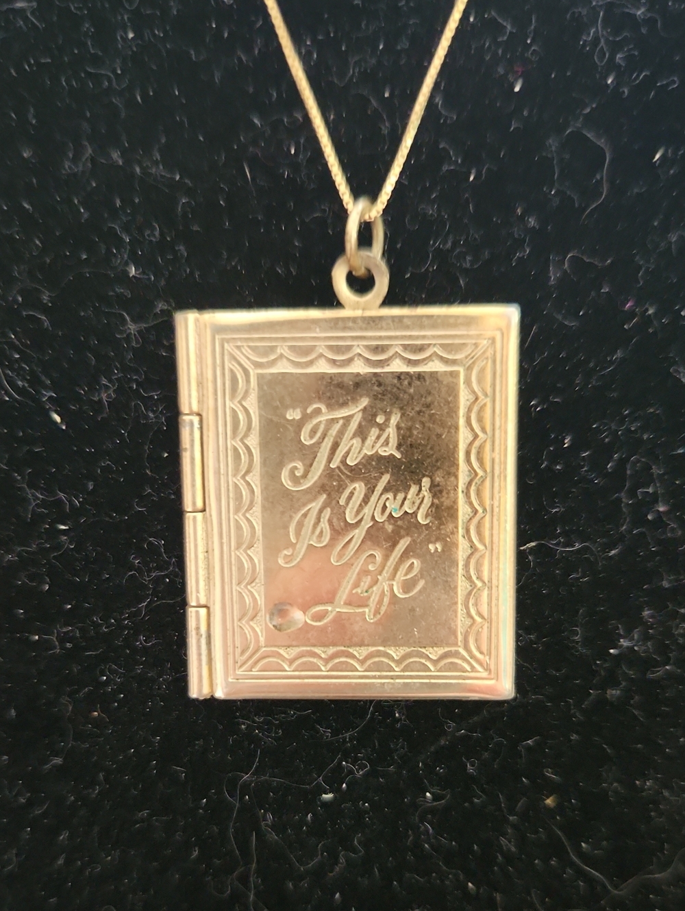 Vintage 1950's Gold-Tone Book Locket 14k Necklace